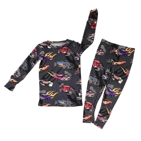 Bums & Roses Fast Track Black Pajama Pant Set 2T Whimsygoth Fantasy Racing - Picture 1 of 8